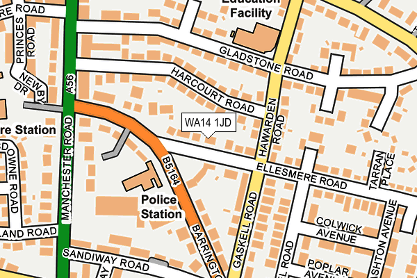 WA14 1JD map - OS OpenMap – Local (Ordnance Survey)