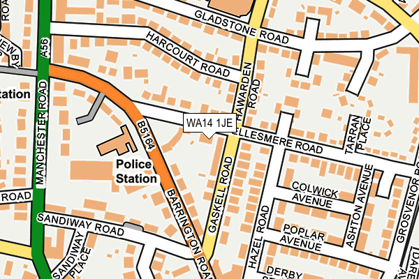 WA14 1JE map - OS OpenMap – Local (Ordnance Survey)