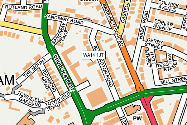 WA14 1JT map - OS OpenMap – Local (Ordnance Survey)