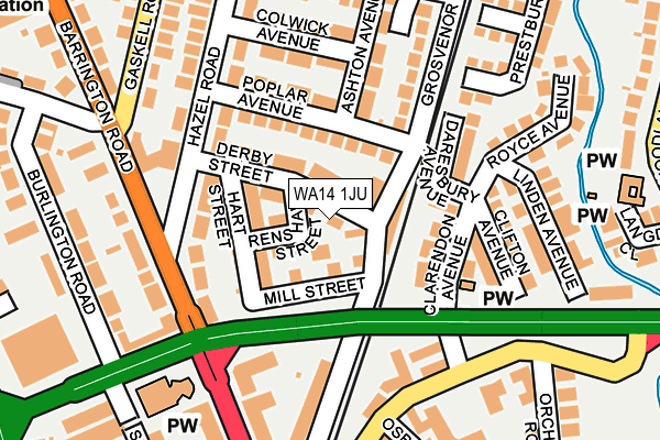 WA14 1JU map - OS OpenMap – Local (Ordnance Survey)