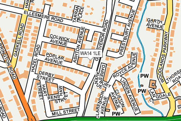 WA14 1LE map - OS OpenMap – Local (Ordnance Survey)