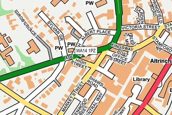 WA14 1PZ map - OS OpenMap – Local (Ordnance Survey)