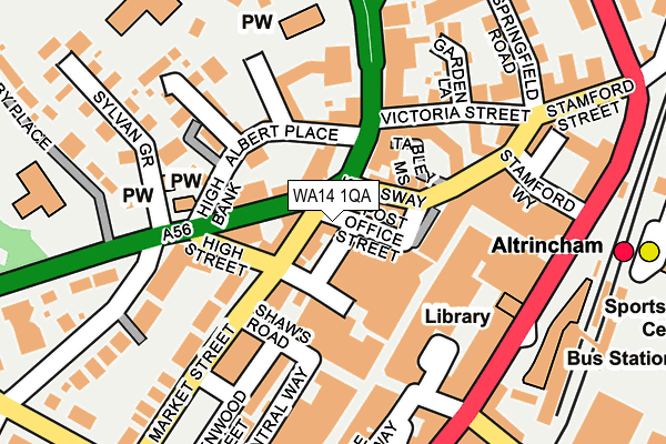 WA14 1QA map - OS OpenMap – Local (Ordnance Survey)