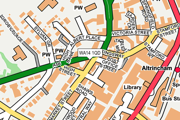 WA14 1QD map - OS OpenMap – Local (Ordnance Survey)