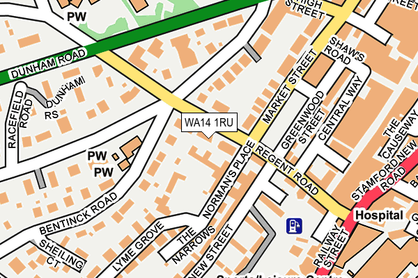 WA14 1RU map - OS OpenMap – Local (Ordnance Survey)