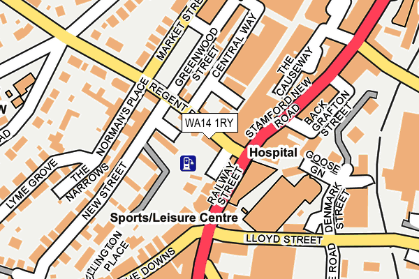 WA14 1RY map - OS OpenMap – Local (Ordnance Survey)