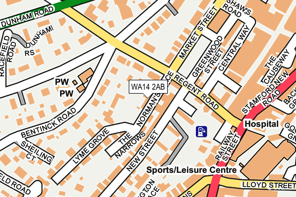 WA14 2AB map - OS OpenMap – Local (Ordnance Survey)