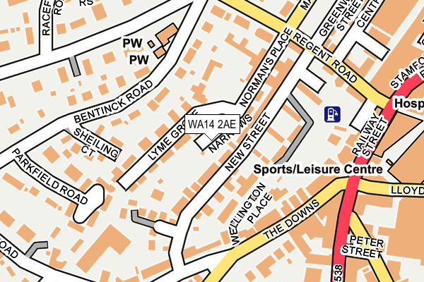 WA14 2AE map - OS OpenMap – Local (Ordnance Survey)