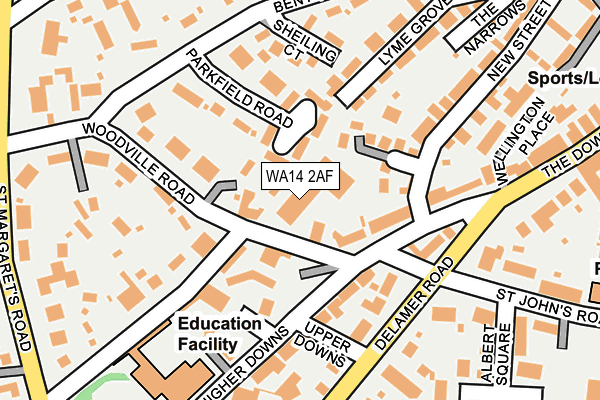 WA14 2AF map - OS OpenMap – Local (Ordnance Survey)