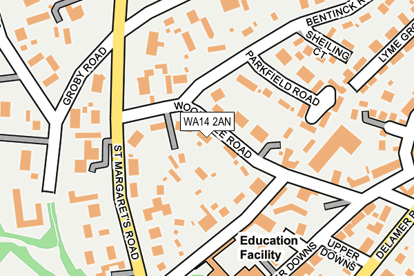 WA14 2AN map - OS OpenMap – Local (Ordnance Survey)