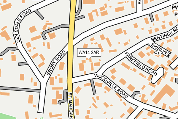 WA14 2AR map - OS OpenMap – Local (Ordnance Survey)