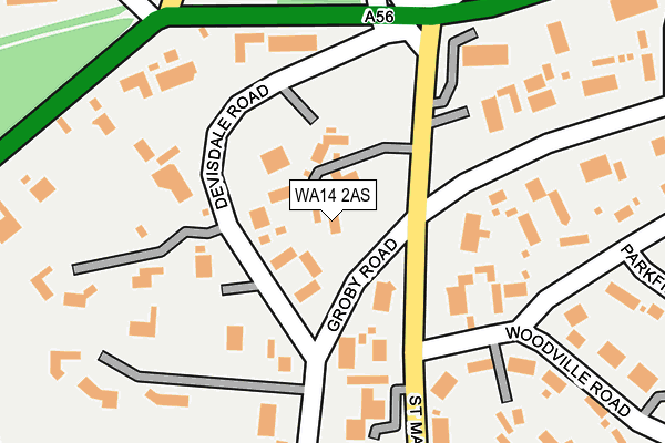 WA14 2AS map - OS OpenMap – Local (Ordnance Survey)