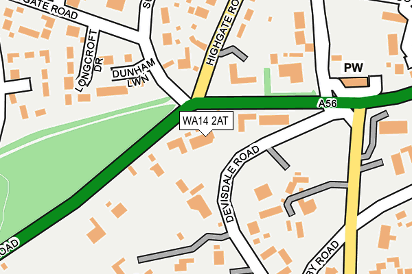 WA14 2AT map - OS OpenMap – Local (Ordnance Survey)