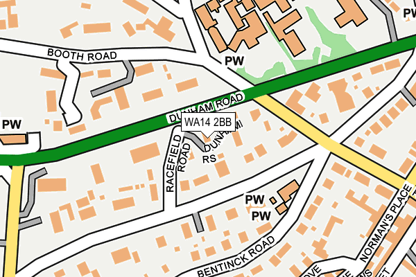 WA14 2BB map - OS OpenMap – Local (Ordnance Survey)