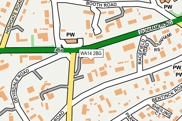 WA14 2BG map - OS OpenMap – Local (Ordnance Survey)
