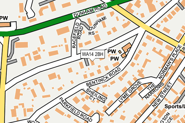 WA14 2BH map - OS OpenMap – Local (Ordnance Survey)