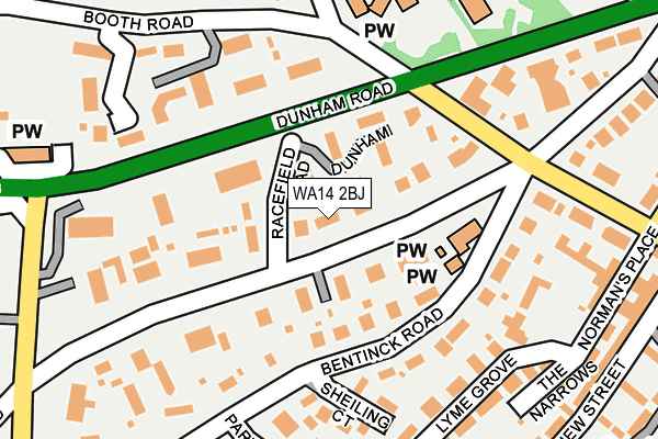 WA14 2BJ map - OS OpenMap – Local (Ordnance Survey)