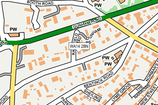 WA14 2BN map - OS OpenMap – Local (Ordnance Survey)