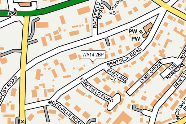 WA14 2BP map - OS OpenMap – Local (Ordnance Survey)