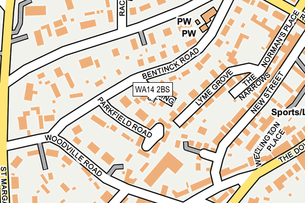 WA14 2BS map - OS OpenMap – Local (Ordnance Survey)