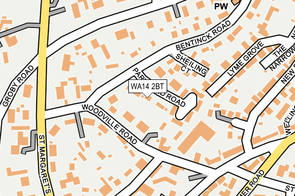 WA14 2BT map - OS OpenMap – Local (Ordnance Survey)