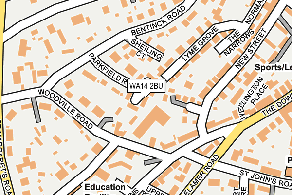 WA14 2BU map - OS OpenMap – Local (Ordnance Survey)