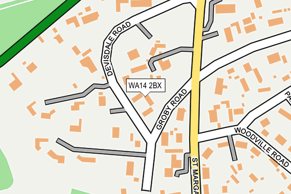 WA14 2BX map - OS OpenMap – Local (Ordnance Survey)