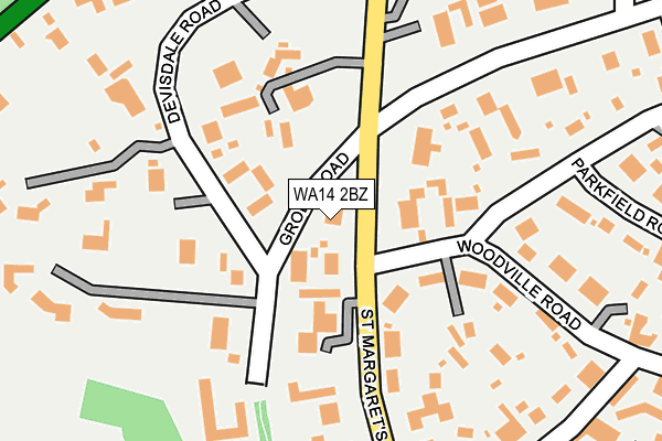 WA14 2BZ map - OS OpenMap – Local (Ordnance Survey)