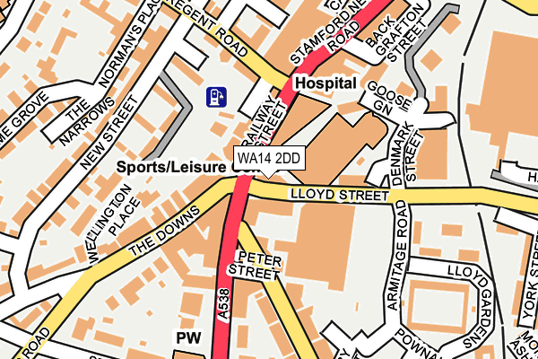 WA14 2DD map - OS OpenMap – Local (Ordnance Survey)