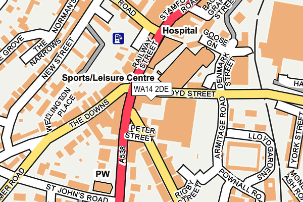 WA14 2DE map - OS OpenMap – Local (Ordnance Survey)