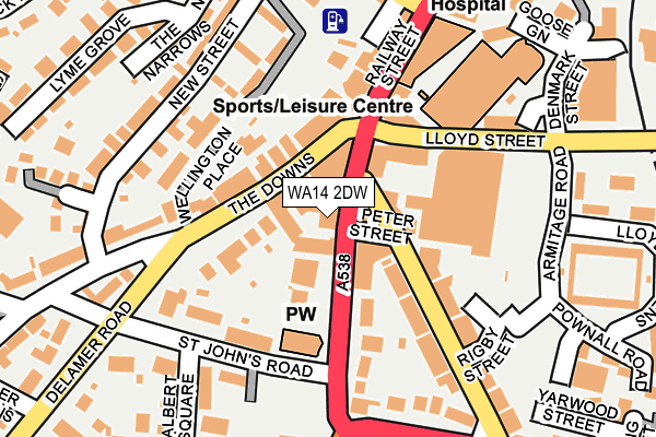 WA14 2DW map - OS OpenMap – Local (Ordnance Survey)