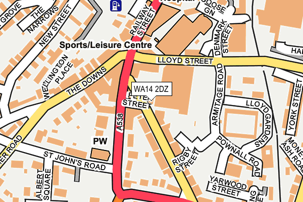WA14 2DZ map - OS OpenMap – Local (Ordnance Survey)