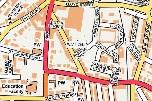 WA14 2ED map - OS OpenMap – Local (Ordnance Survey)