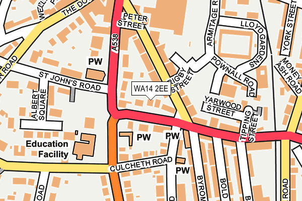 WA14 2EE map - OS OpenMap – Local (Ordnance Survey)