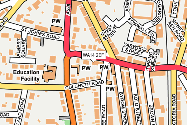 WA14 2EF map - OS OpenMap – Local (Ordnance Survey)