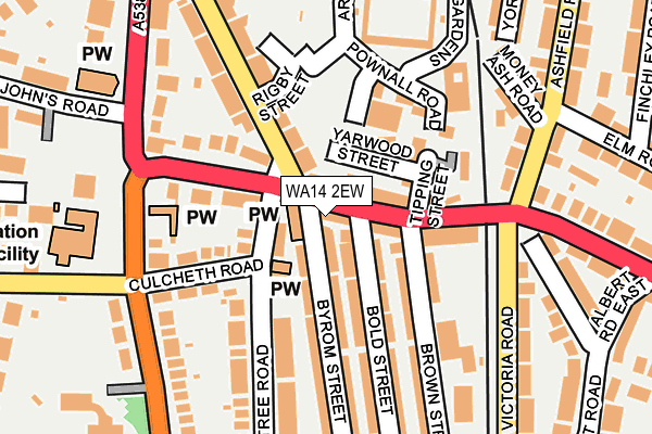 WA14 2EW map - OS OpenMap – Local (Ordnance Survey)