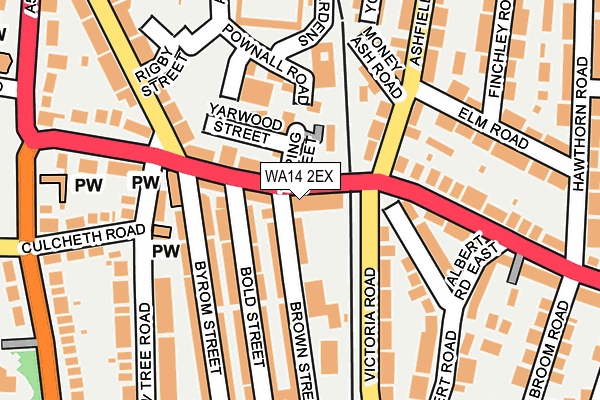 WA14 2EX map - OS OpenMap – Local (Ordnance Survey)