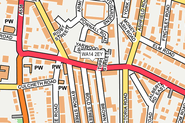 WA14 2EY map - OS OpenMap – Local (Ordnance Survey)