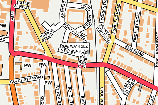 WA14 2EZ map - OS OpenMap – Local (Ordnance Survey)