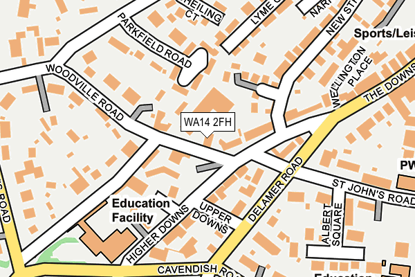 WA14 2FH map - OS OpenMap – Local (Ordnance Survey)