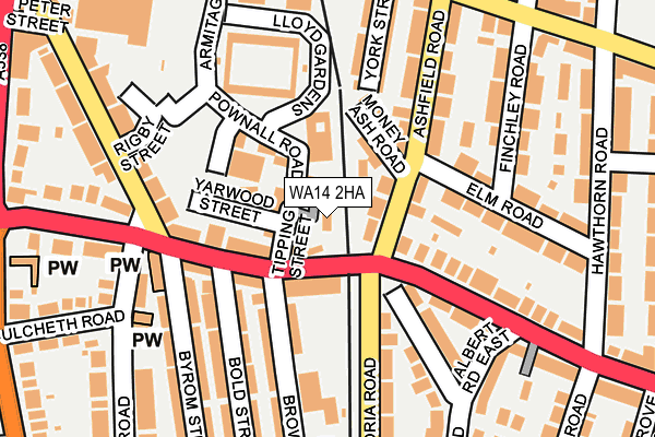 WA14 2HA map - OS OpenMap – Local (Ordnance Survey)