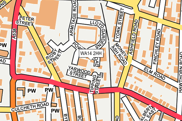 WA14 2HH map - OS OpenMap – Local (Ordnance Survey)