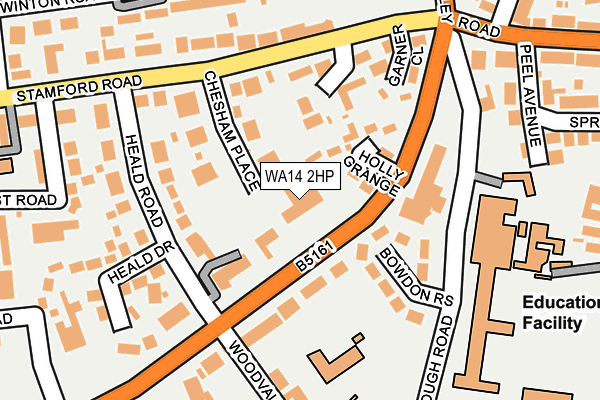 WA14 2HP map - OS OpenMap – Local (Ordnance Survey)