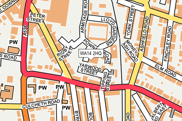 WA14 2HQ map - OS OpenMap – Local (Ordnance Survey)