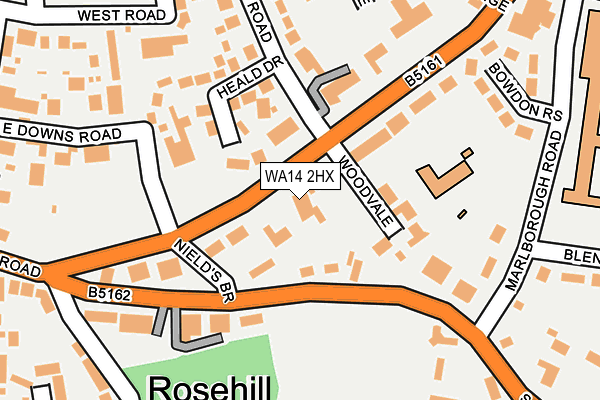 WA14 2HX map - OS OpenMap – Local (Ordnance Survey)