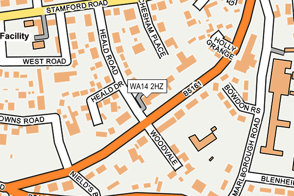 WA14 2HZ map - OS OpenMap – Local (Ordnance Survey)