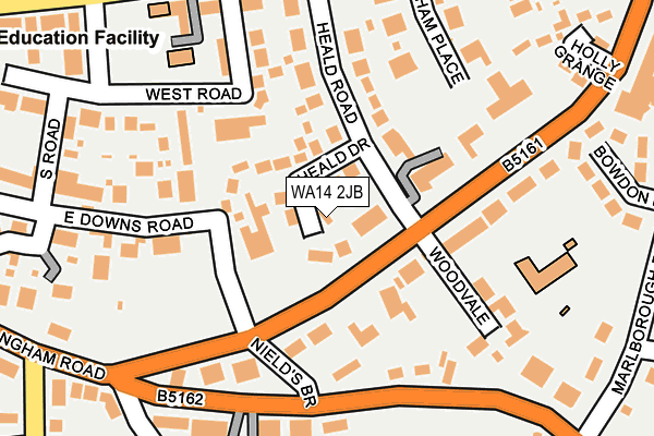 WA14 2JB map - OS OpenMap – Local (Ordnance Survey)