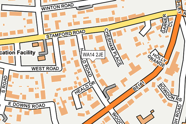 WA14 2JE map - OS OpenMap – Local (Ordnance Survey)