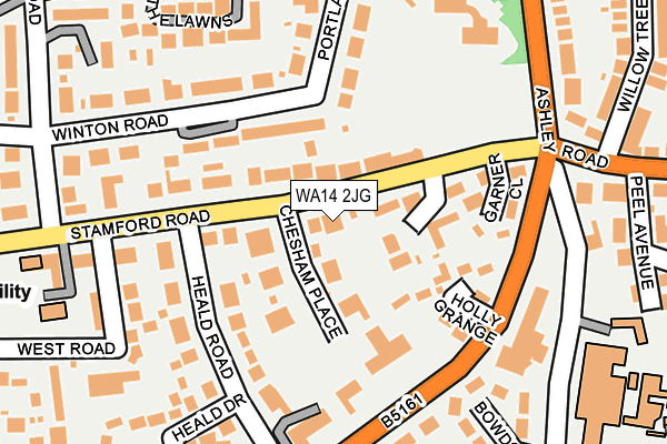 WA14 2JG map - OS OpenMap – Local (Ordnance Survey)