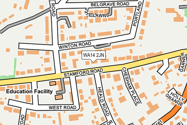 WA14 2JN map - OS OpenMap – Local (Ordnance Survey)